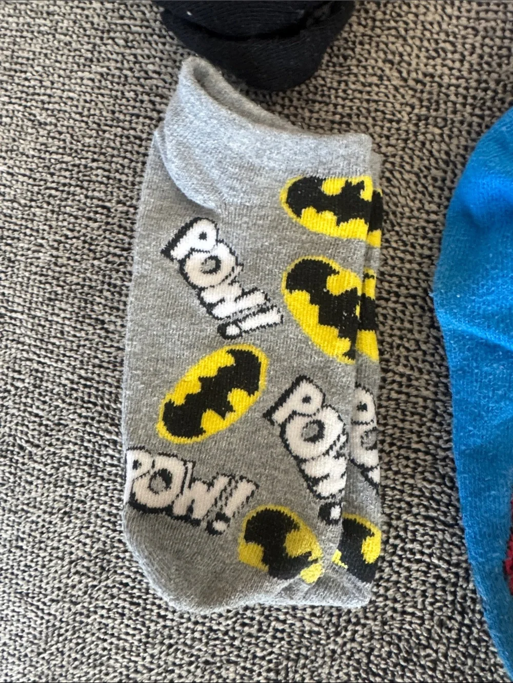 DC Comics Kids Superhero No-Show Socks - Blue, Black, Gray, Yellow